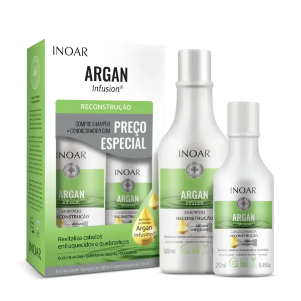 inoar-argan-infusion-duo-kit-atkuriamasis-rinkinys INOAR Argan Infusion Glotninantis Plaukų Rinkinys 500ml + 250ml - Image 2