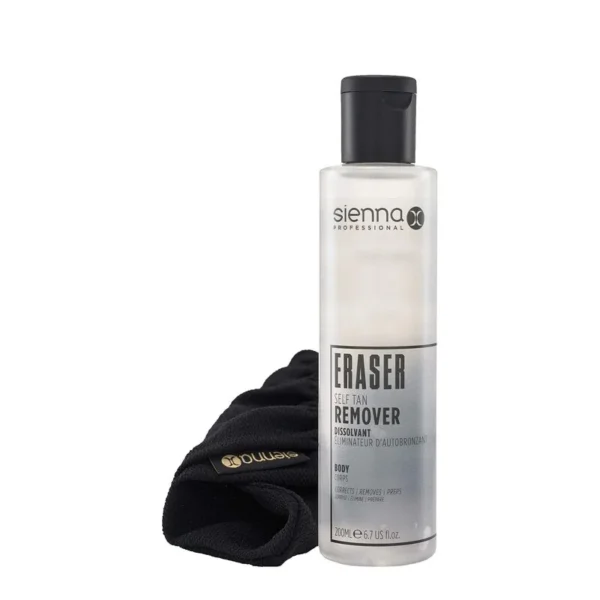 Sienna-X-Eraser-Self-Tan-Remover-savaiminio-idegio-valiklis-su-pirstine-200-ml SIENNA X Gradual Self Tan Savaiminio įdegio valiklis su pirštine