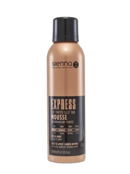 SIENNA X EXPRESS Q10 Tinted self tan mousse 200 ml greito savaiminio įdegio putos