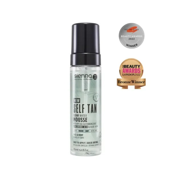 SIENNA-X self tan Savaiminio įdegio skaidrios putos su hialuronu