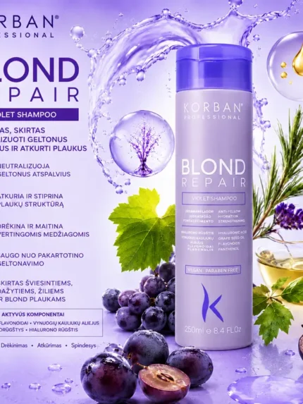 KORBAN Blond Repair Shampoo Tonuojantis Šampūnas