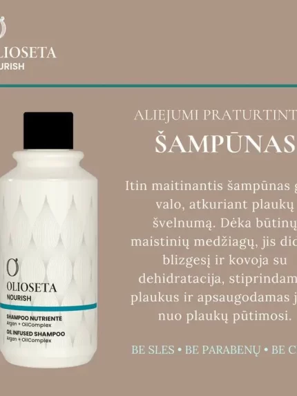 Olioseta naujasis šampūno buteliukas