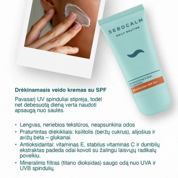 SEBOCALM Moisturizer Drėkinamasis Kremas Su SPF50+ 50 ml - Image 3